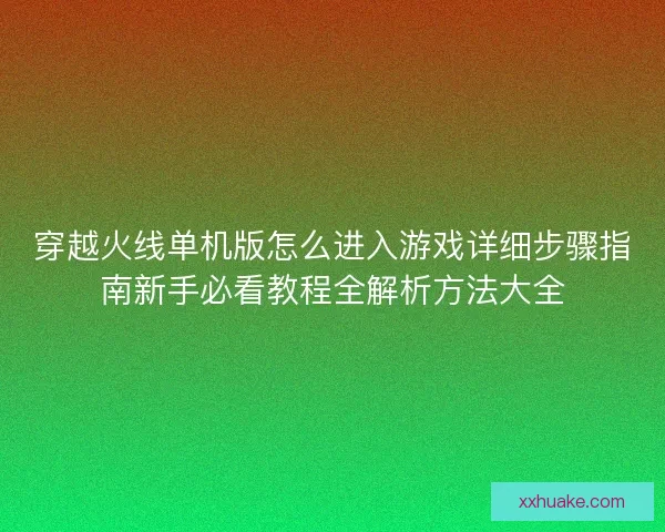 穿越火线单机版怎么进入游戏详细步骤指南新手必看教程全解析方法大全